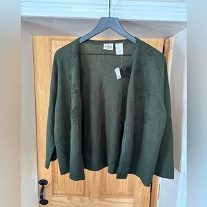 NWT VTG B. MOSS CLOTHING CO Sweet Romantic Dark Olive Green Cardigan,Y2K,90’s, L